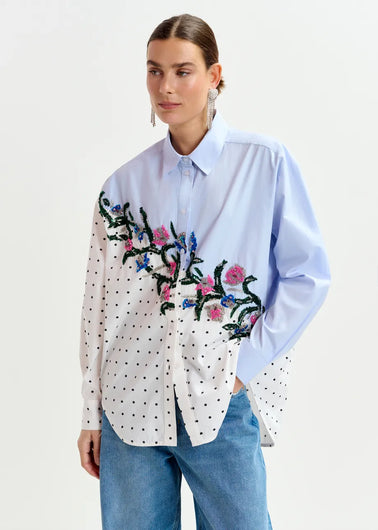 Essentiel Antwerp Independence Embellished Shirt in Pale Kingsblue