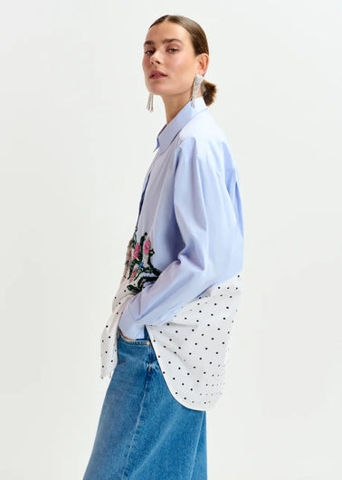Essentiel Antwerp Independence Embellished Shirt in Pale Kingsblue