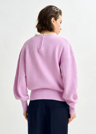 Essentiel Antwerp Ideas Knit Beaded Cardi in Lilac Cloud