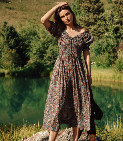 DÔEN Ischia Dress in  Wildberry Thicket