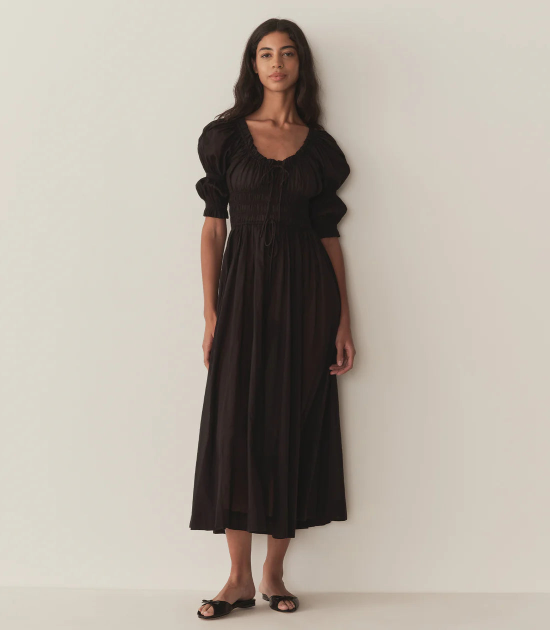 DÔEN Ischia Poplin Dress in Black