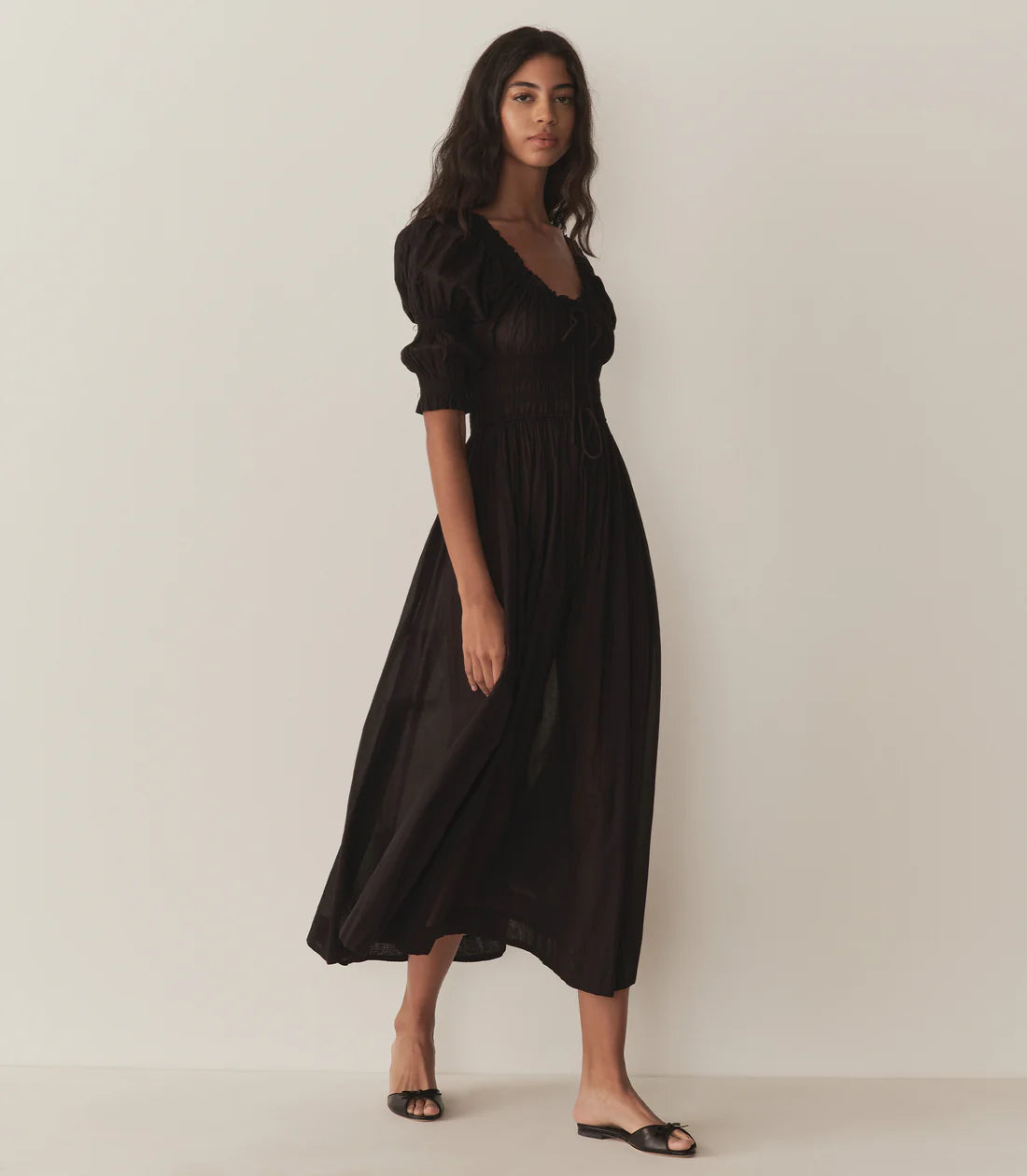 DÔEN Ischia Poplin Dress in Black