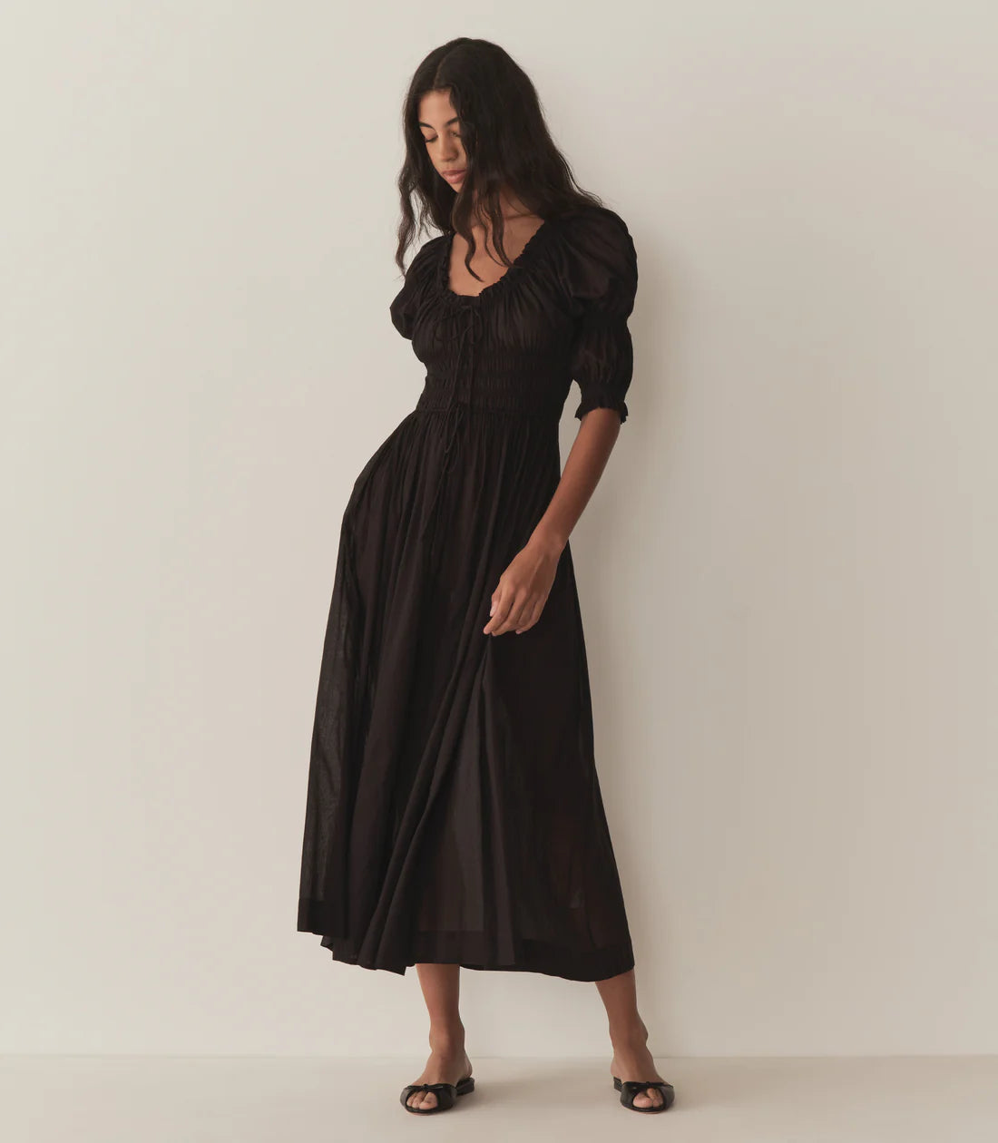 DÔEN Ischia Poplin Dress in Black