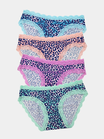 Stripe & Stare Basic Knicker Four Pack in Iridescent Leo