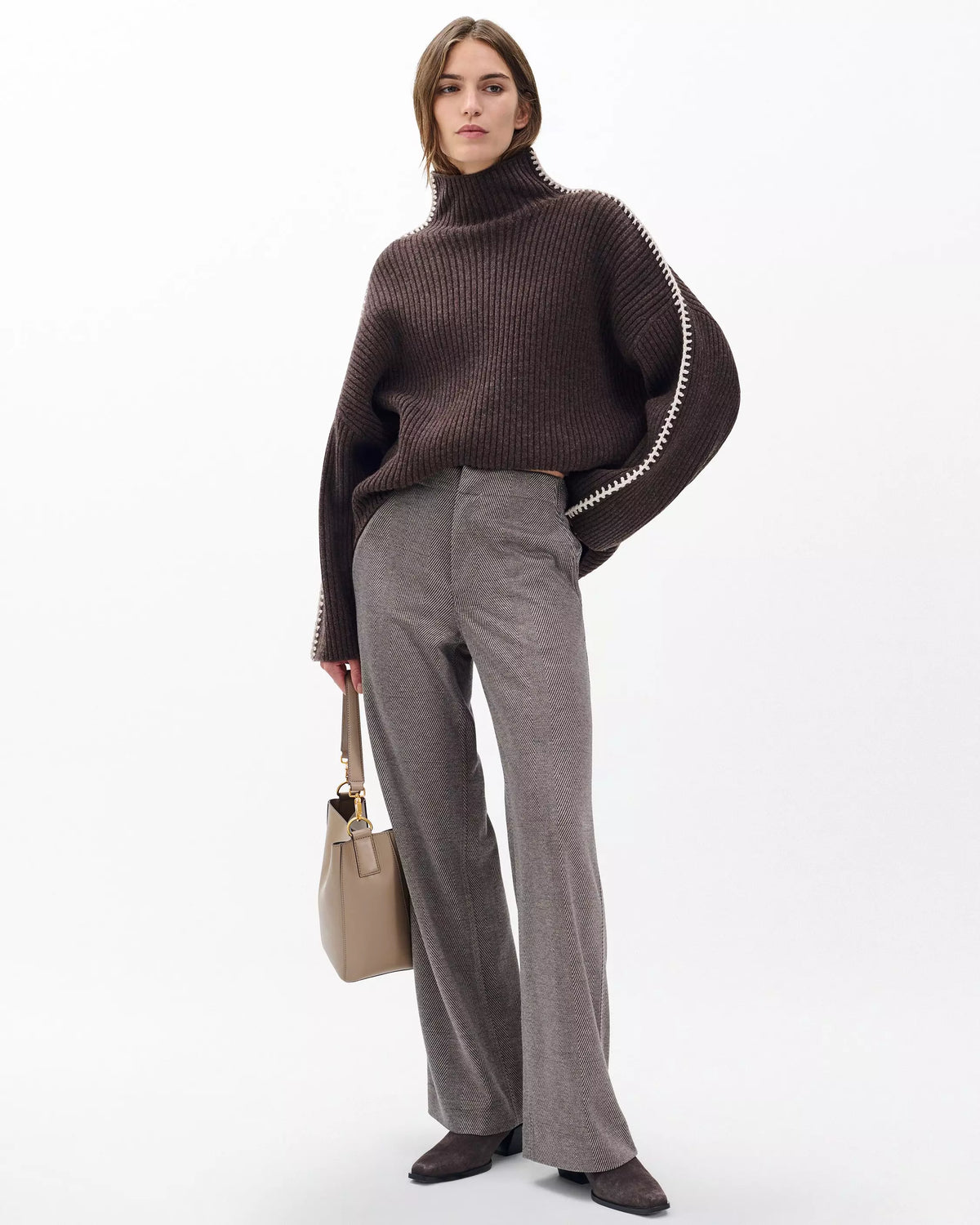 Rag & Bone Irina Ponte Tailored Pant in Brown