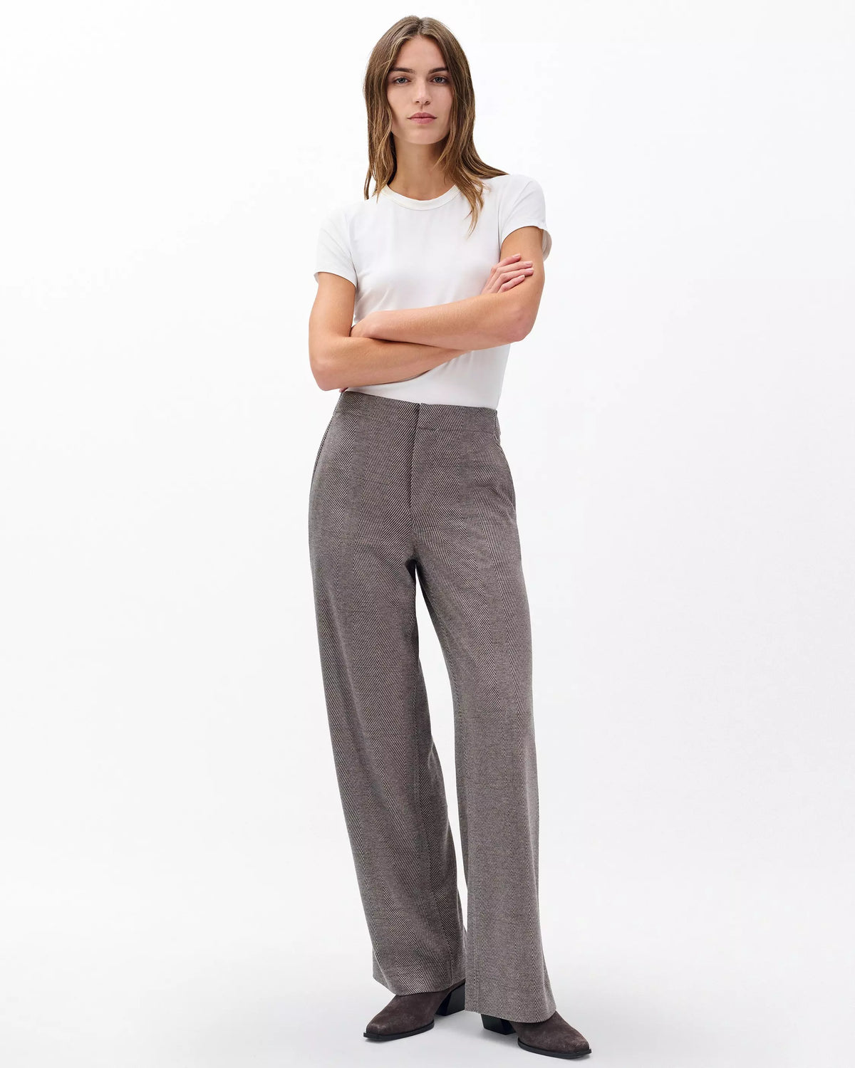 Rag & Bone Irina Ponte Tailored Pant in Brown