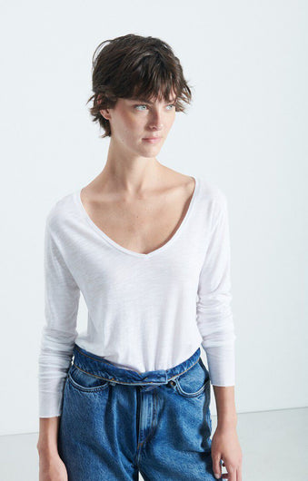 American Vintage JAC52 Long Sleeve Tee in White