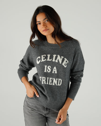 One Tee Janice Wool-Blend Slogan Jumper - Slate