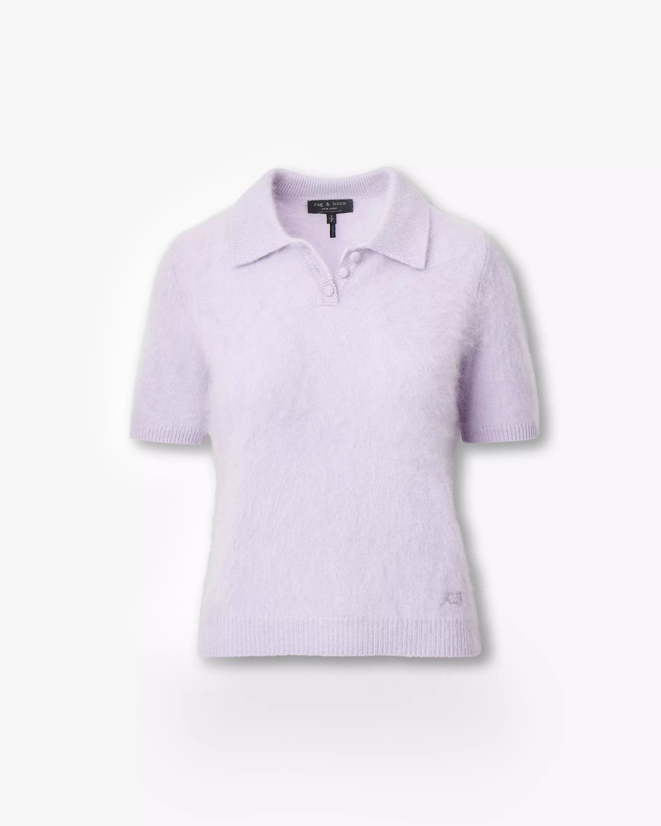 Rag & Bone Jada Brushed Cashmere SS Polo in Lavender