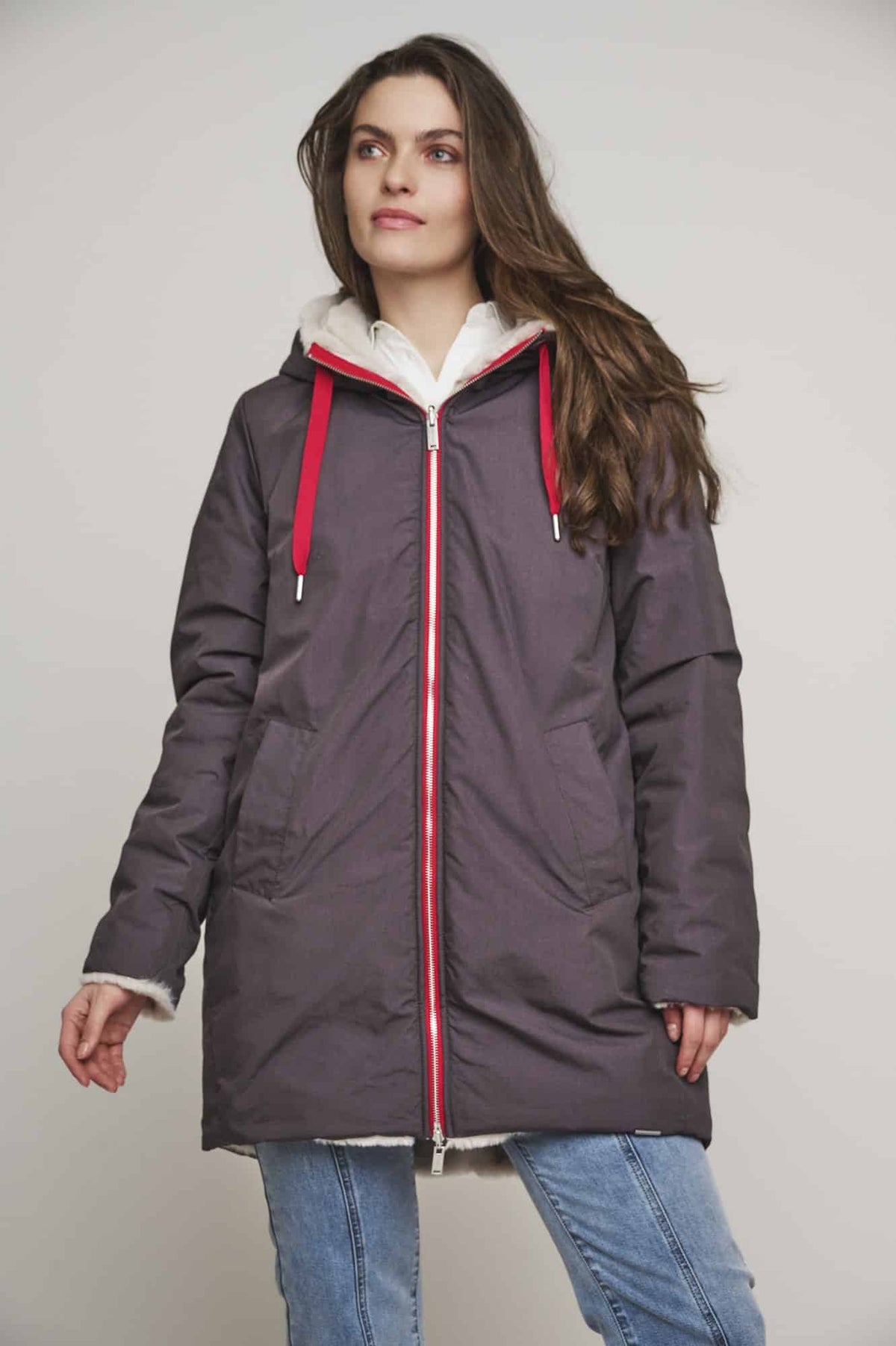 R&P Javin Reversible Coat in Graphite, Birch