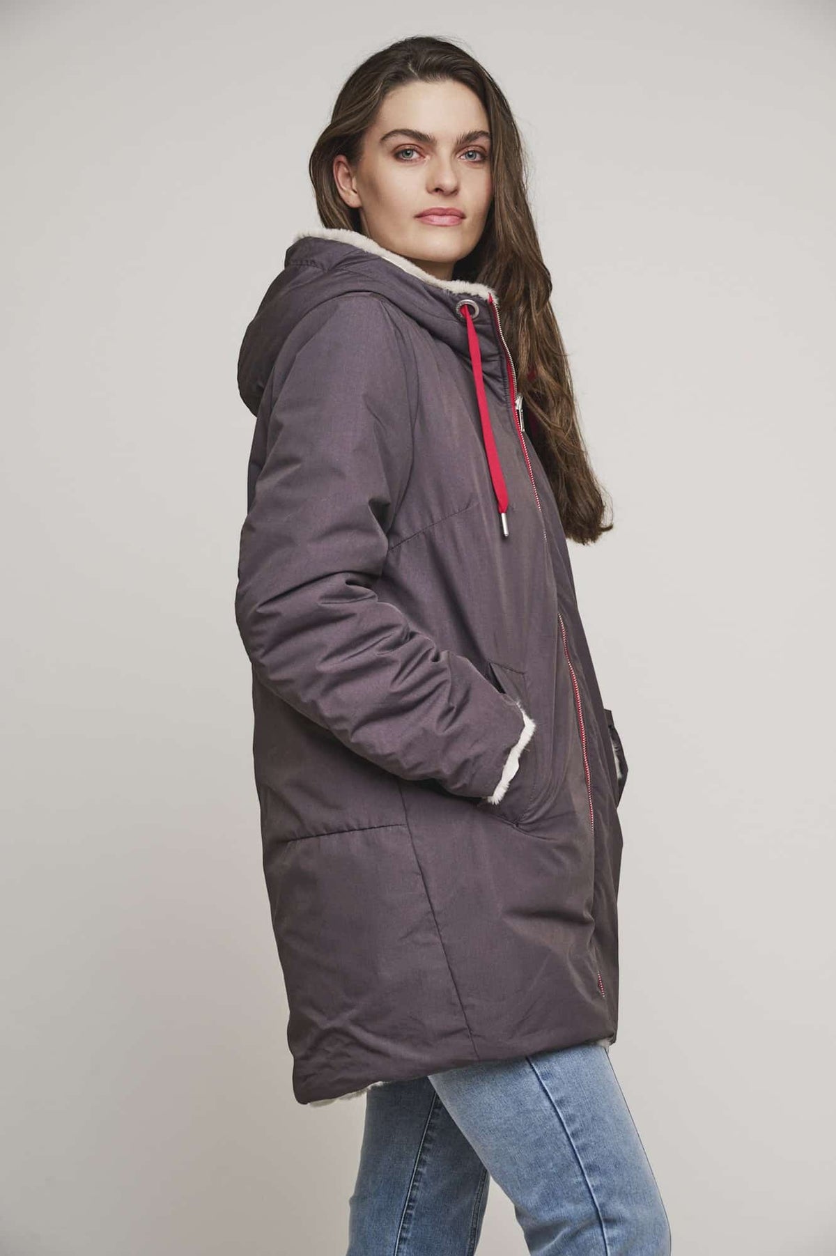 R&P Javin Reversible Coat in Graphite, Birch