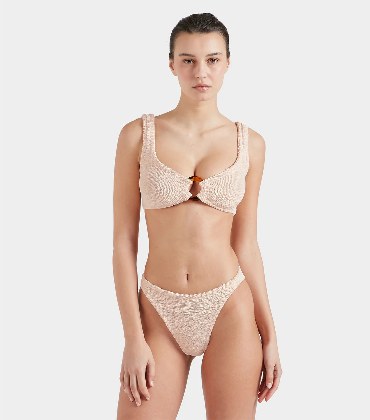 ビキニ Hunza G FW25 'Julia' bikini (JULIABIKINI LLICMINT) Hunza G Metallic Mint Julia Bikini with Pearly Hoops | Liberty