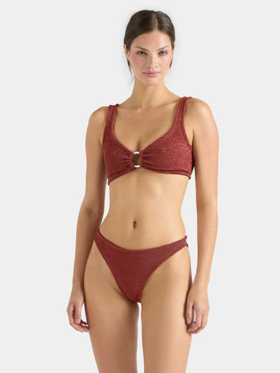 Hunza G Julia Gold Hoop Bikini in Metallic Rosewood