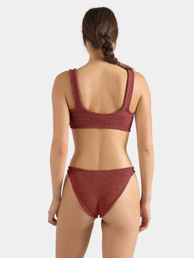 Hunza G Julia Gold Hoop Bikini in Metallic Rosewood