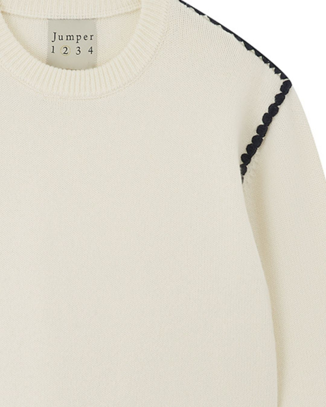 Jumper 1234 Contrast Crochet Crew - Congee, Dark Ink