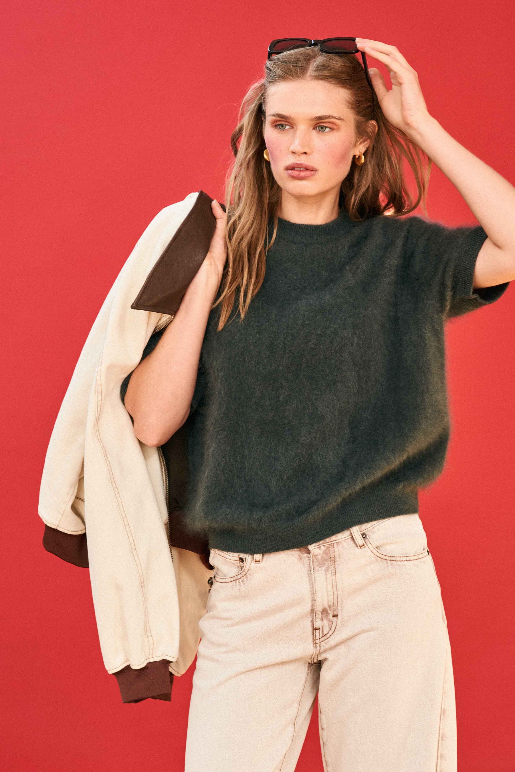 Jumper 1234 Brushed Cashmere T-Shirt - Breen