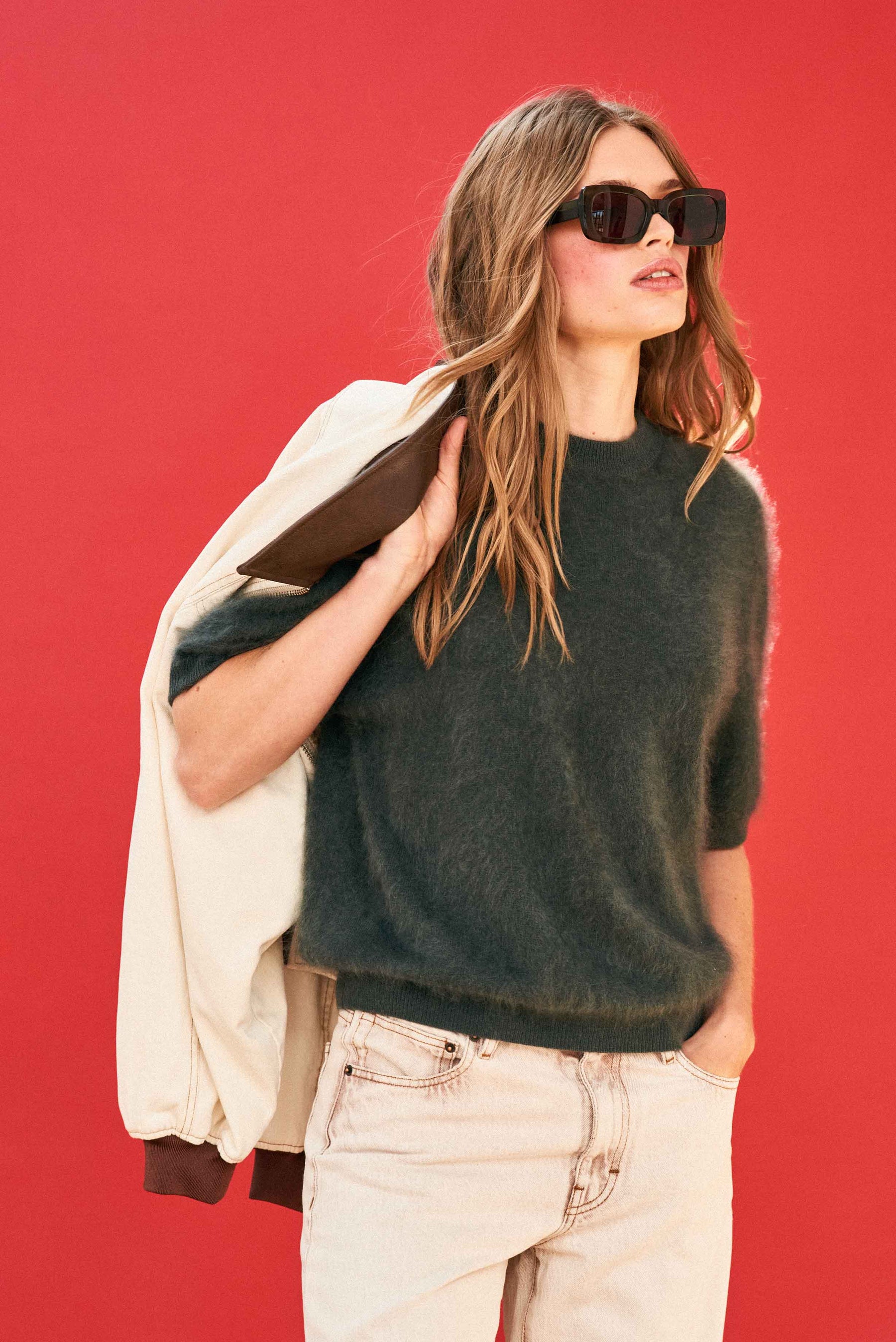 Jumper 1234 Brushed Cashmere T-Shirt - Breen
