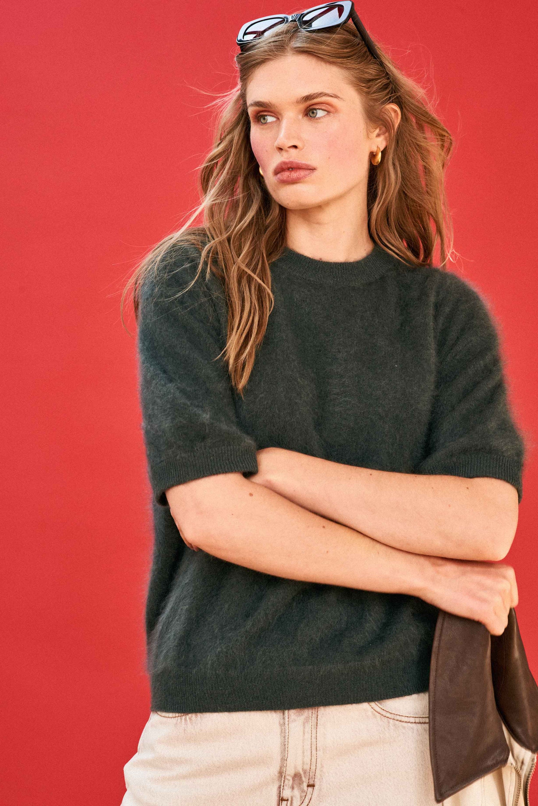 Jumper 1234 Brushed Cashmere T-Shirt - Breen