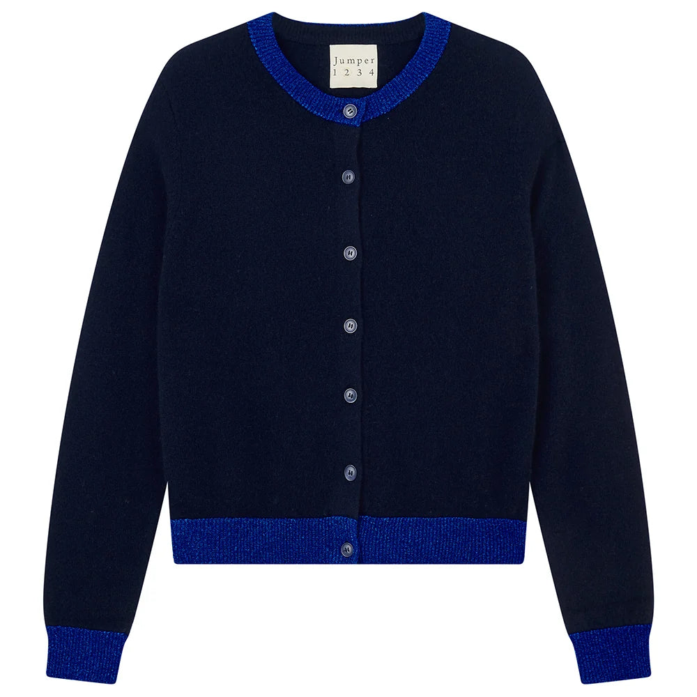 Jumper 1234 Lurex Trim Cardigan - Navy