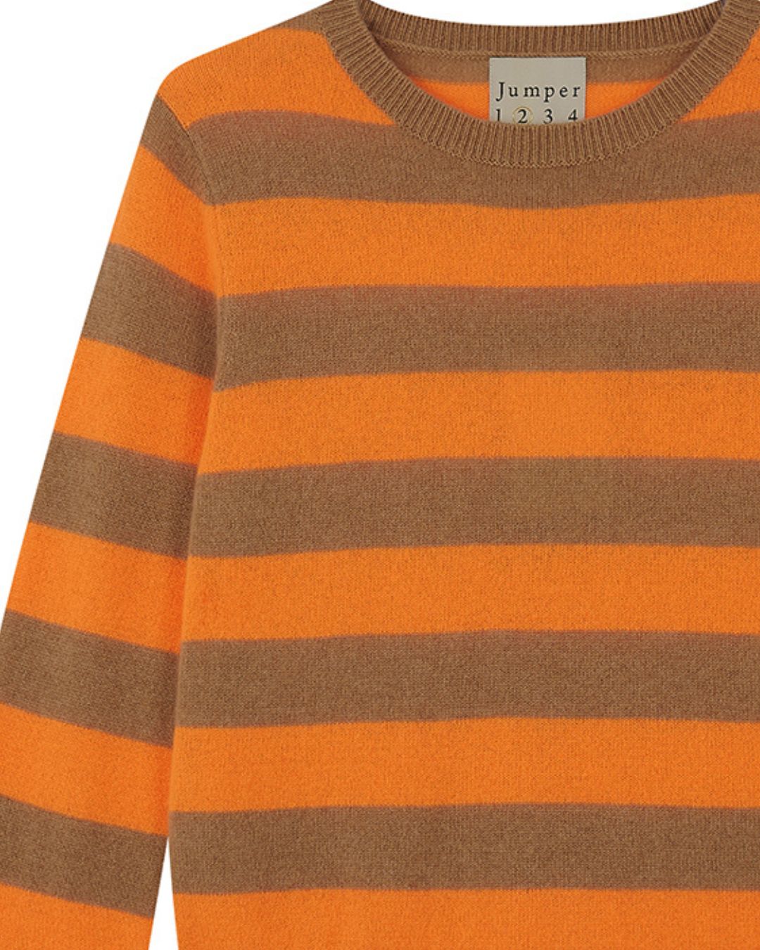 Jumper 1234 Stripe Cashmere Crew - Sandstone, Sunshine Orange