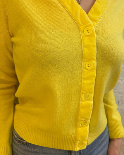 Jumper 1234 Velvet Little Cardigan in Maize
