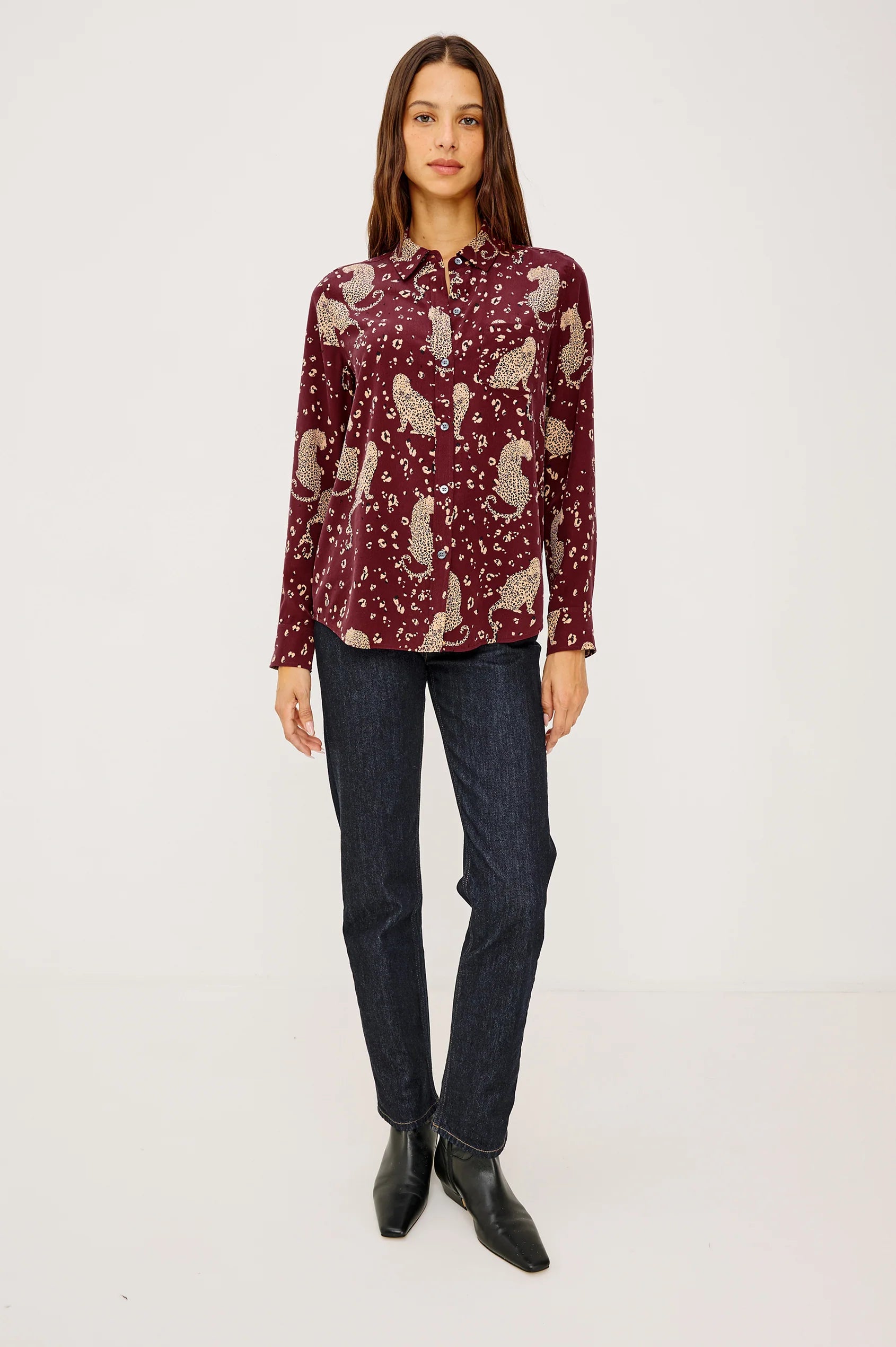 Rails Kate Shirt in Oxblood Leopard