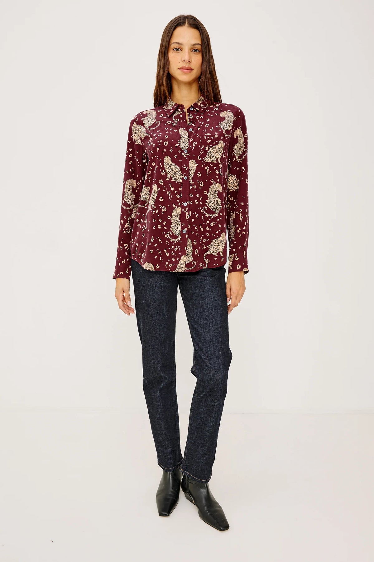 Rails Kate Shirt in Oxblood Leopard