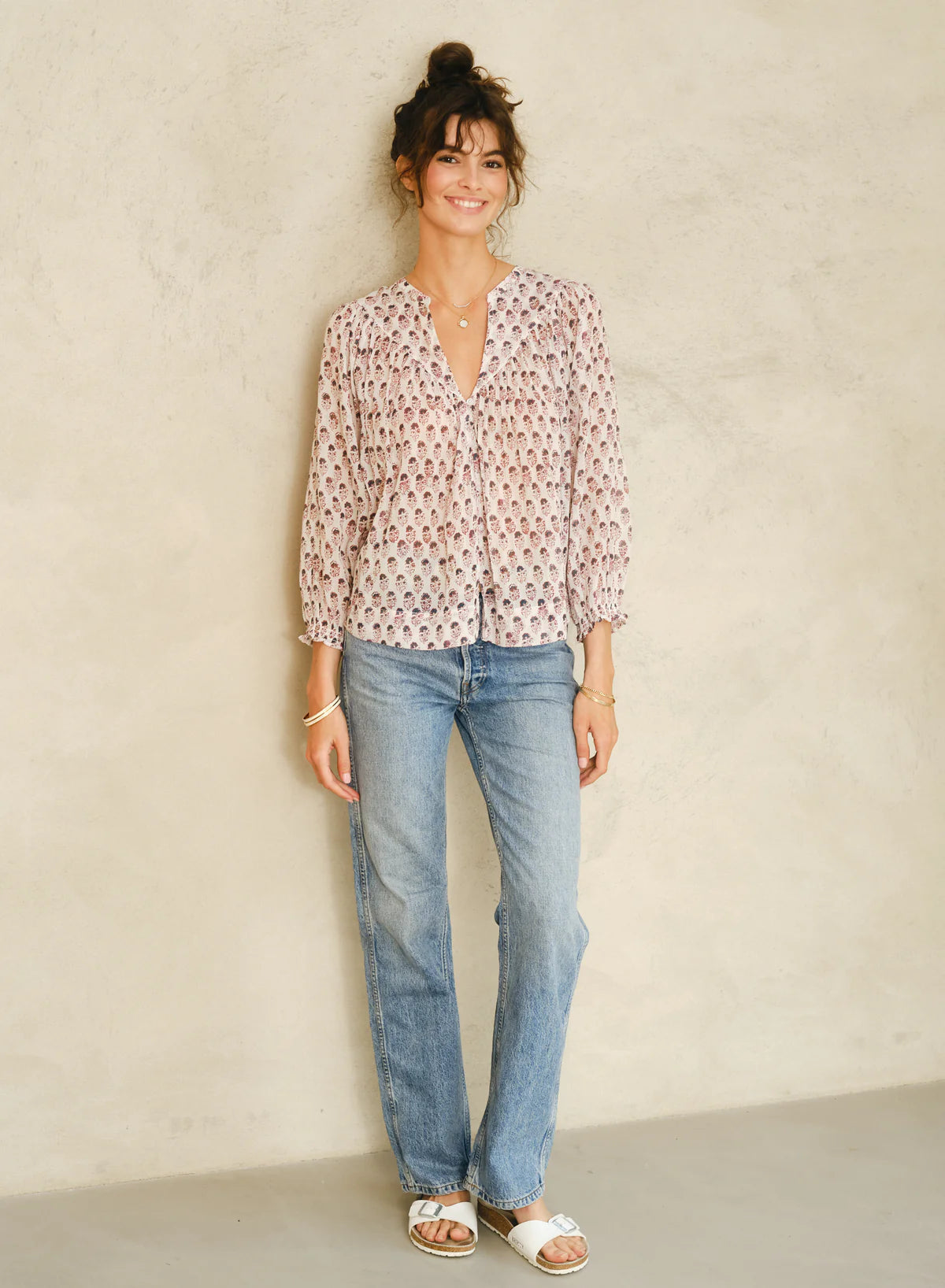 M.A.B.E Kiki Print LS Top in Pink