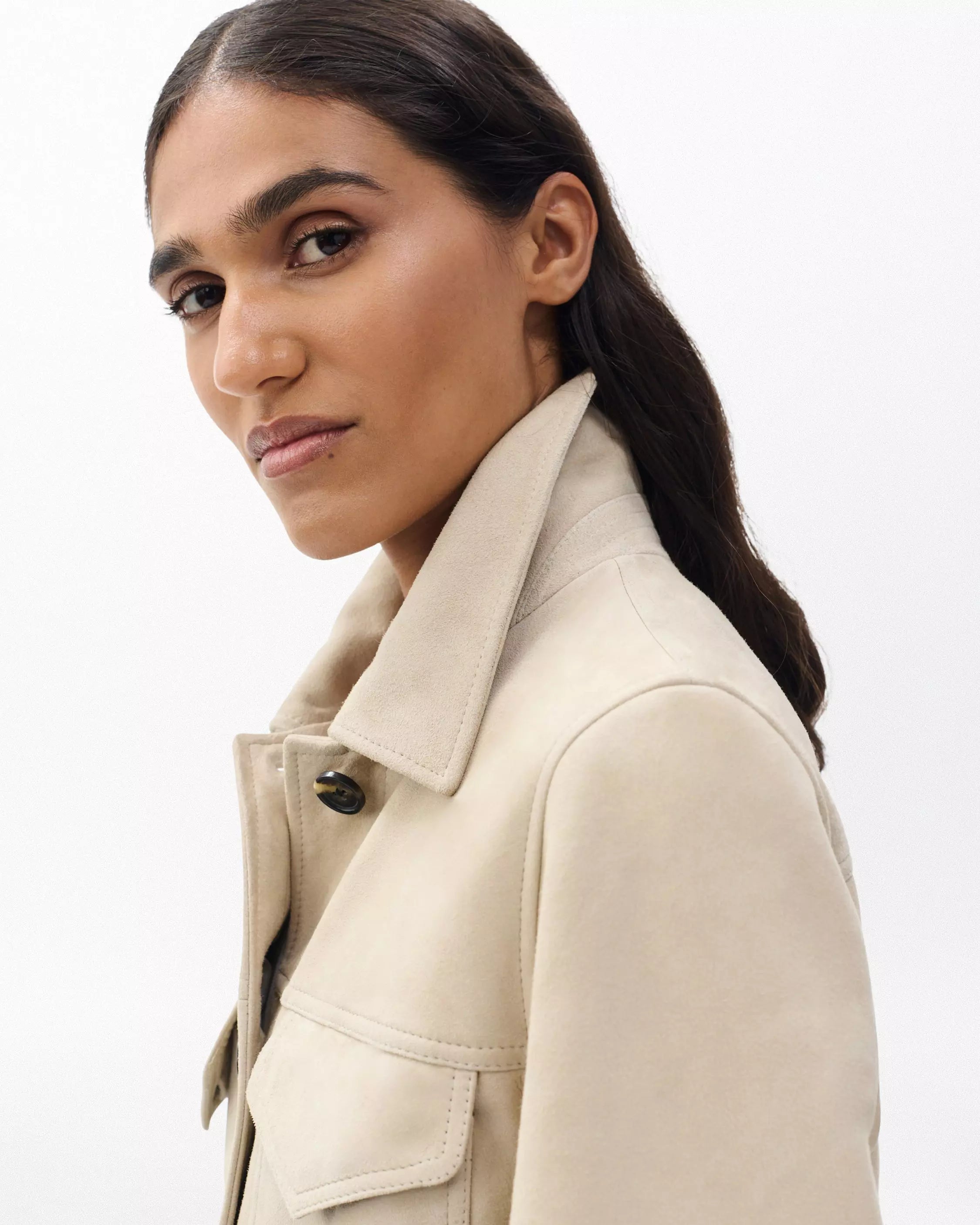 Rag & Bone Kara Suede Jacket in Stone