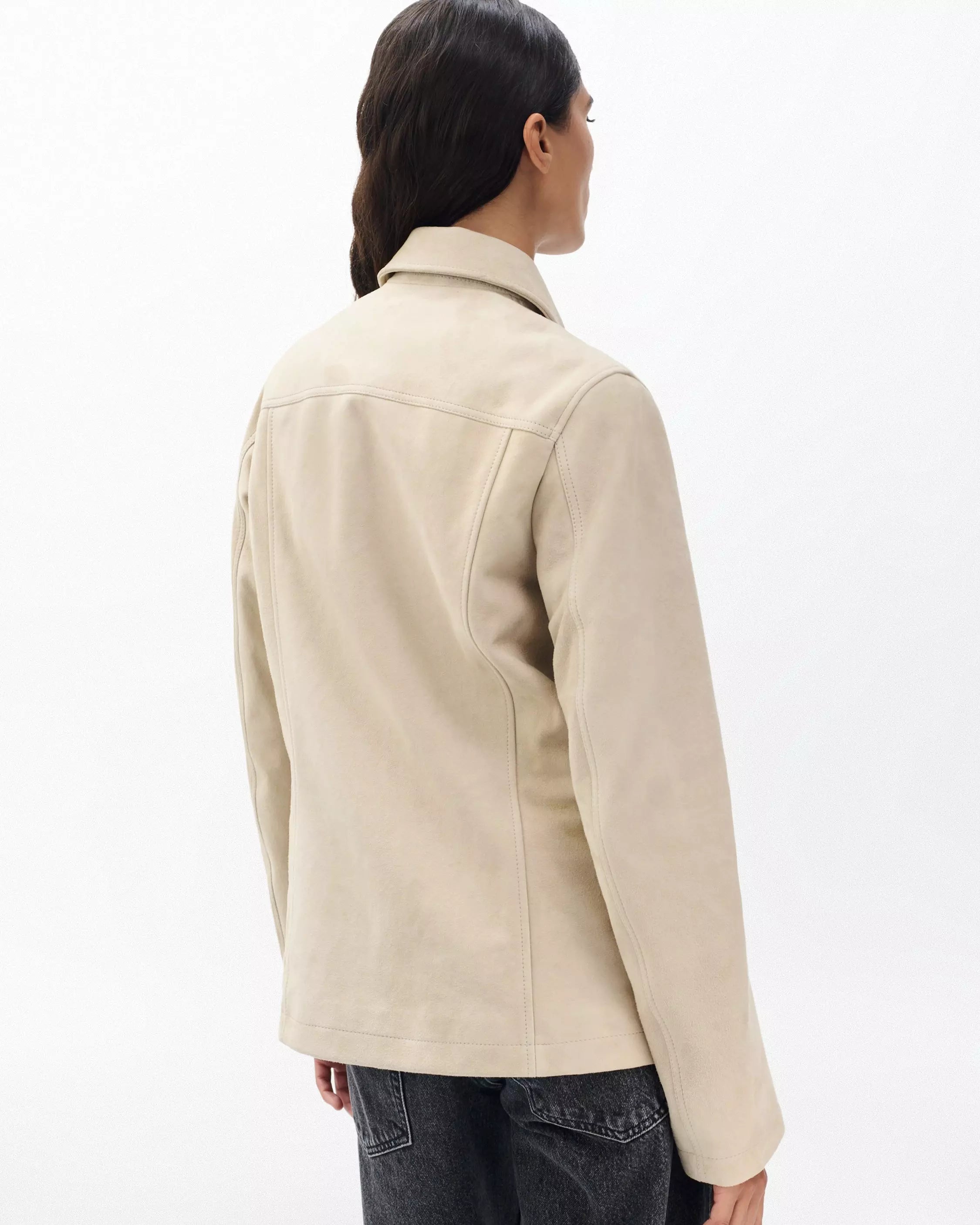 Rag & Bone Kara Suede Jacket in Stone