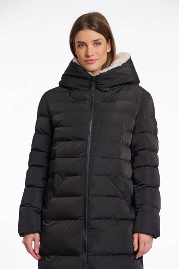 Rino & Pelle Keila Padded Faux Fur Coat in Black