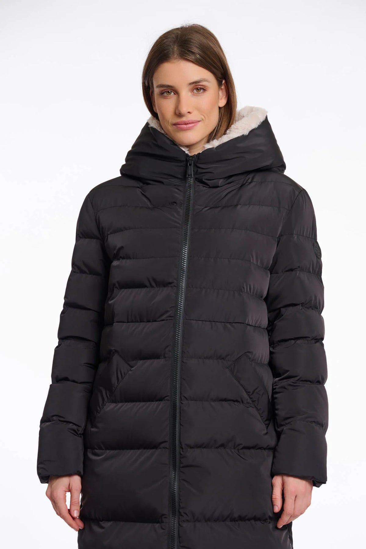 Rino & Pelle Keila Padded Faux Fur Coat in Black