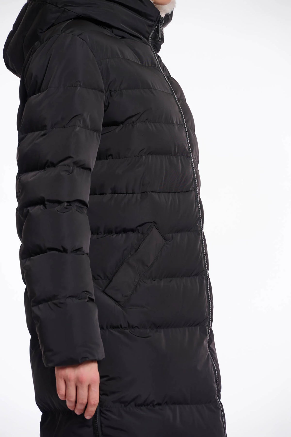 Rino & Pelle Keila Padded Faux Fur Coat in Black