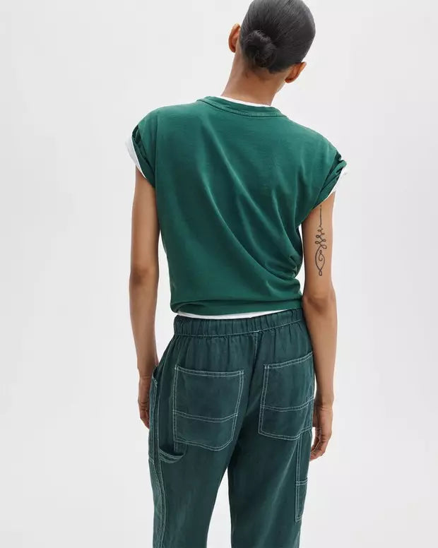 Rag & Bone Distressed Washed Kelly Boxy Tee - Forest
