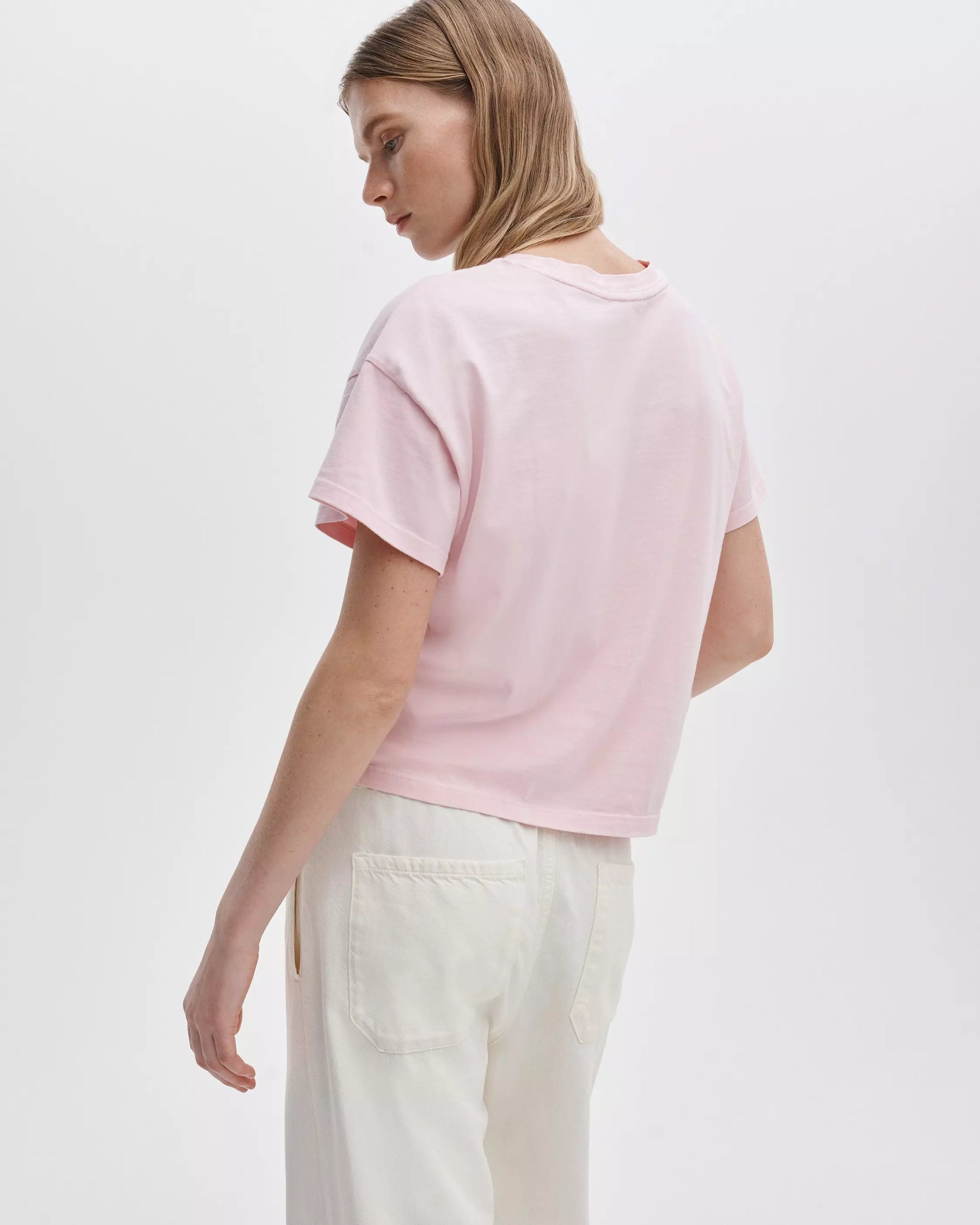 Rag &amp; Bone Distressed Washed Kelly Boxy Tee in Peony