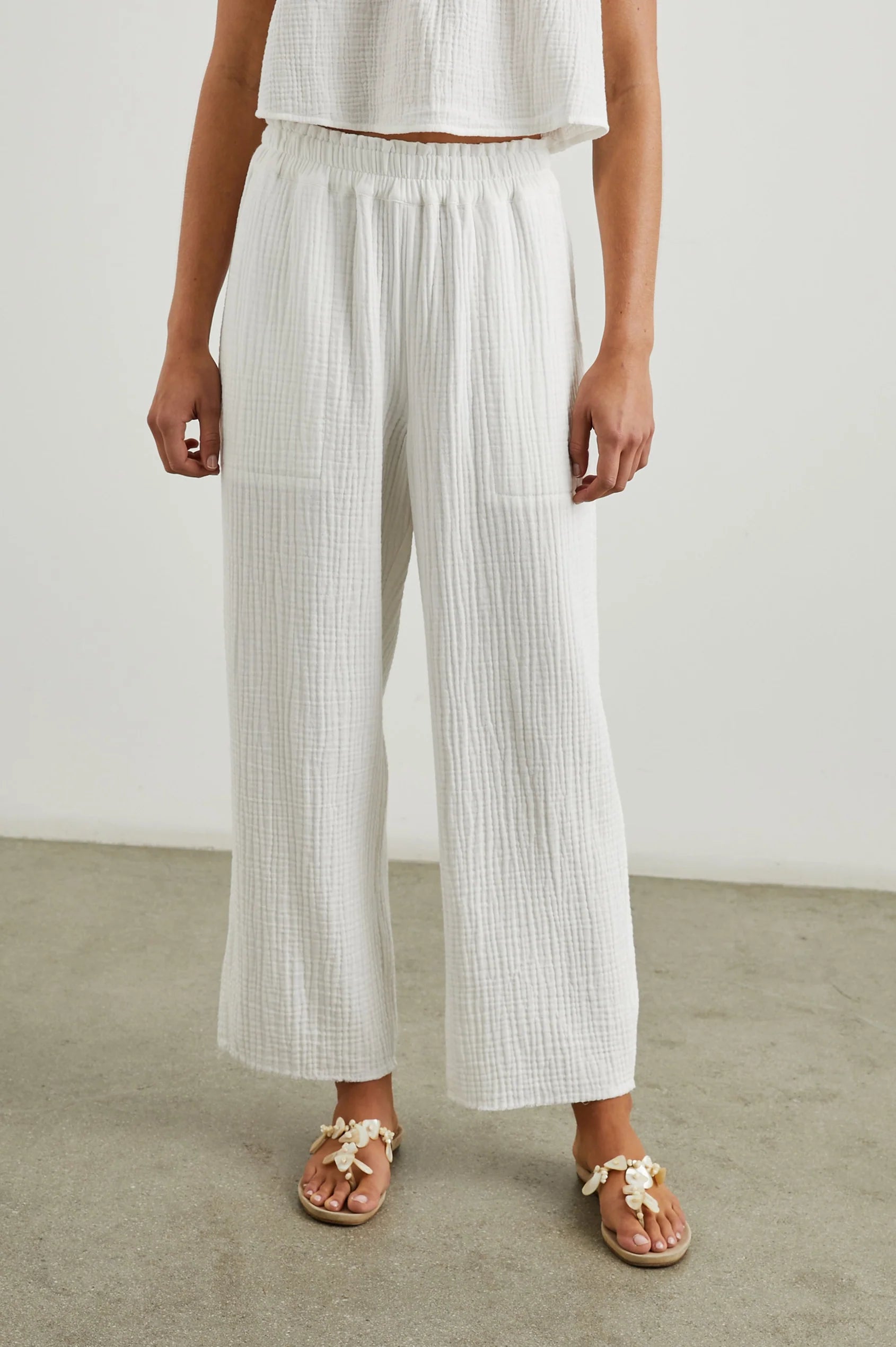 RAILS Leon Crop Trousers in White