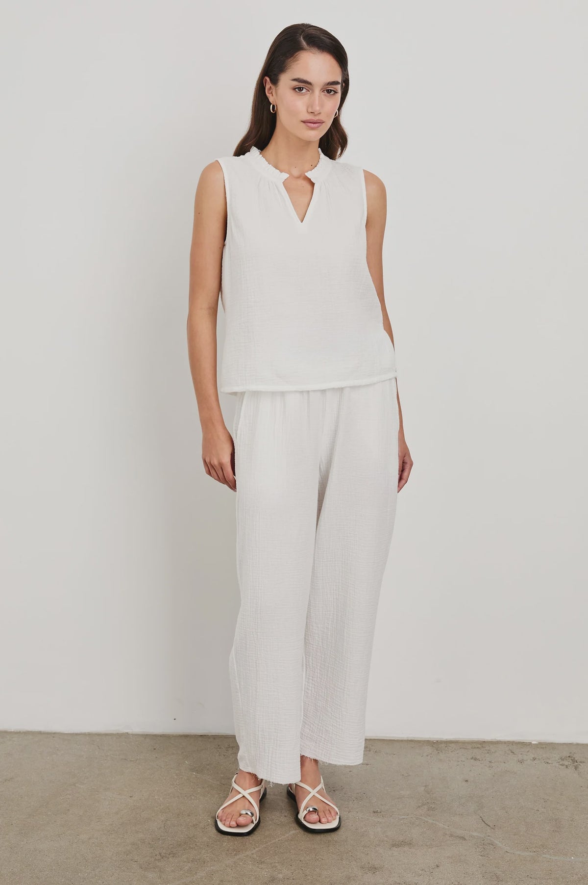 RAILS Leon Crop Trousers in White