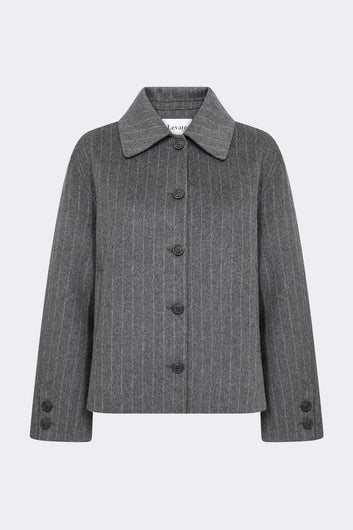 Levete Room Owa Short Jacket - Grey Stripe