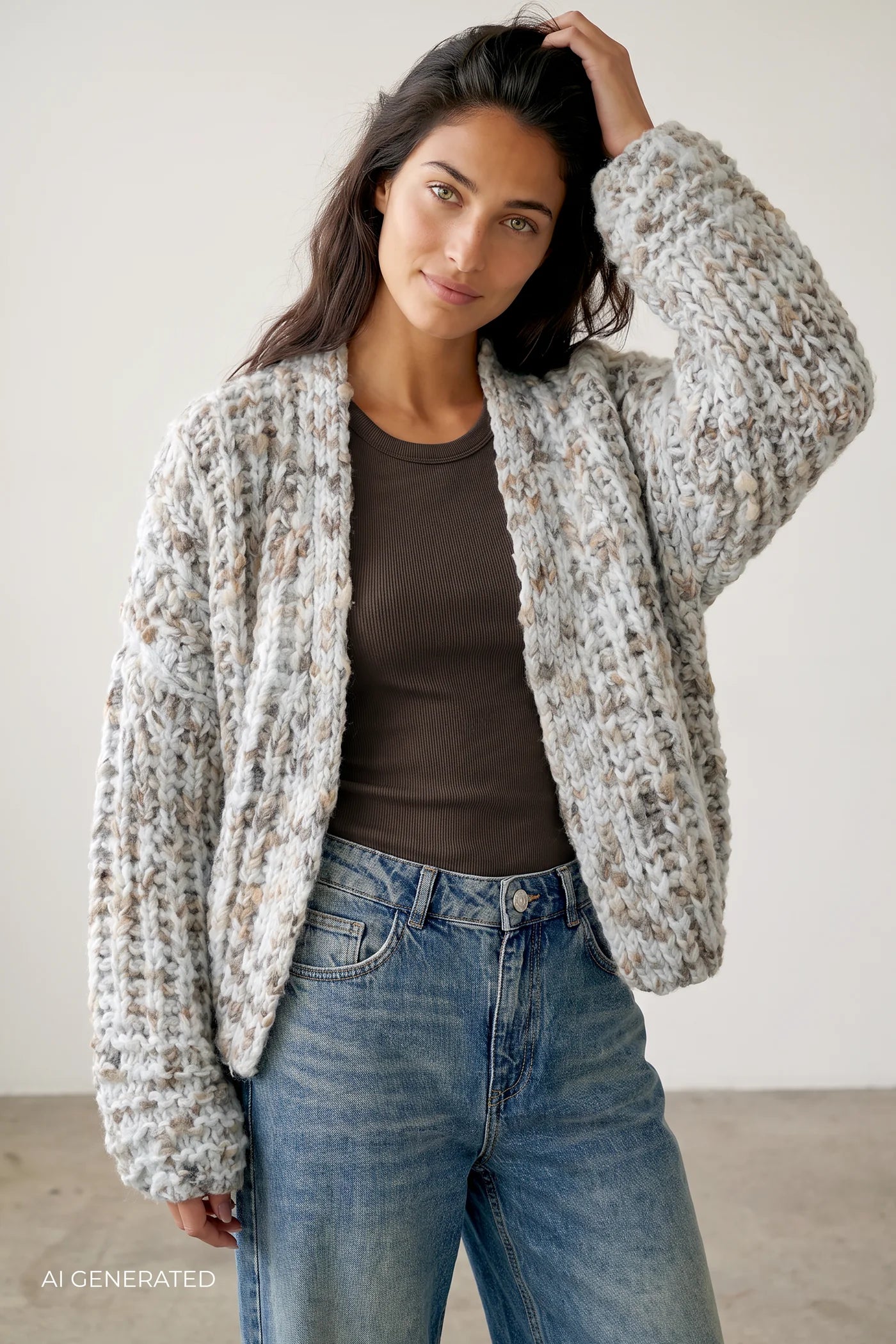 Levete Room Chunky Knit Cardi - Blue