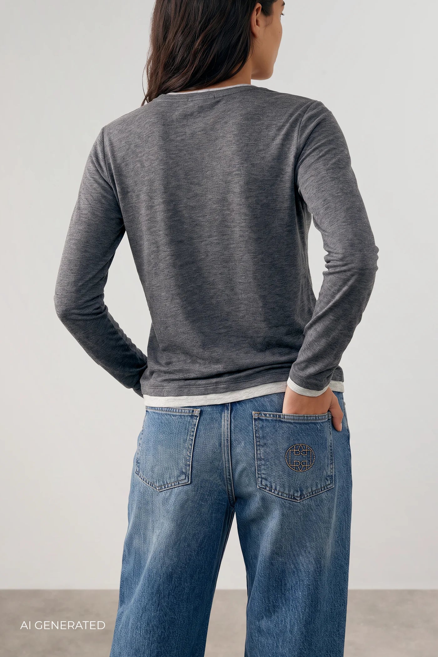 Levete Room Jospehine Double Layer LS Top - Grey