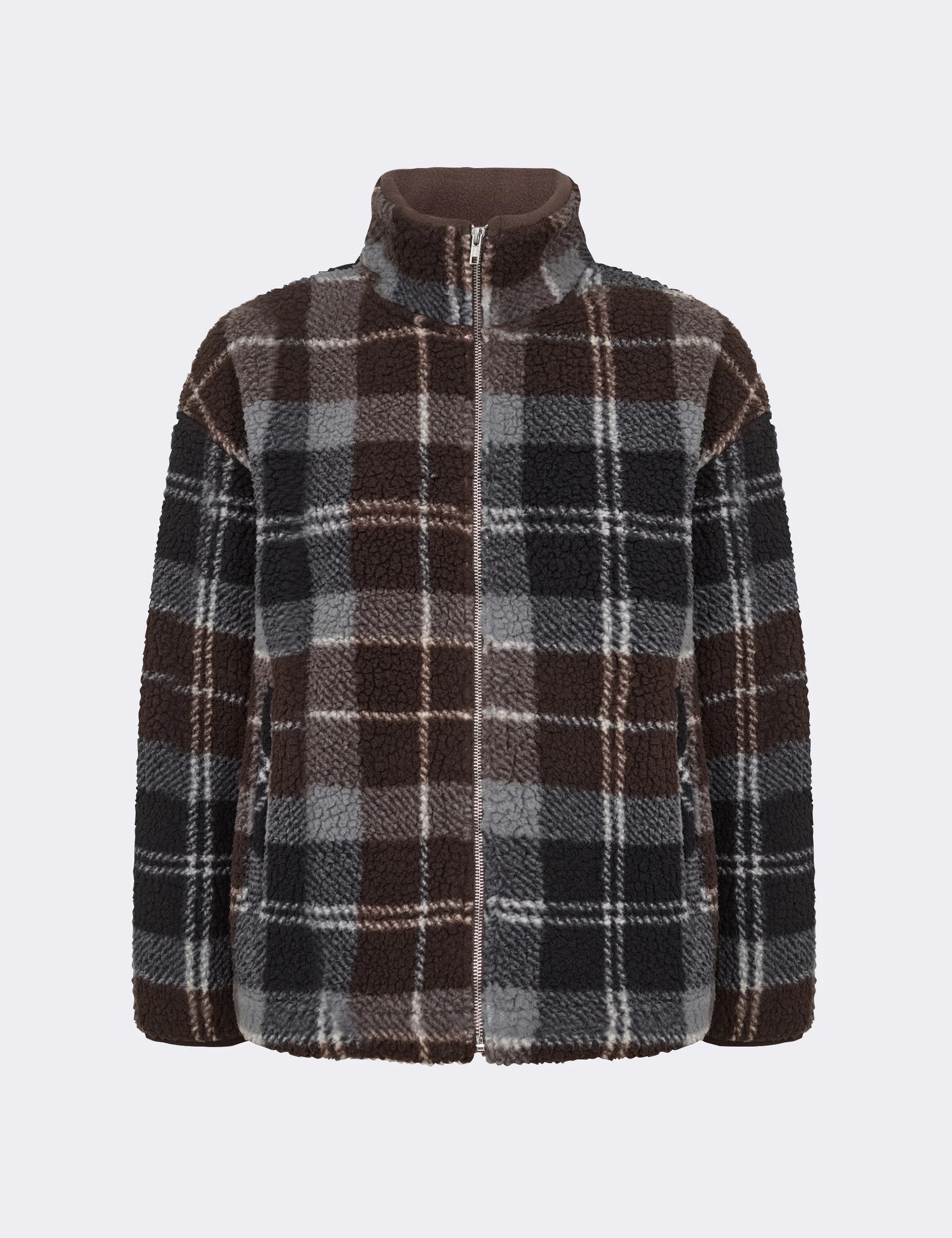 Levete Room Tass Check Fleece - Brown, Navy