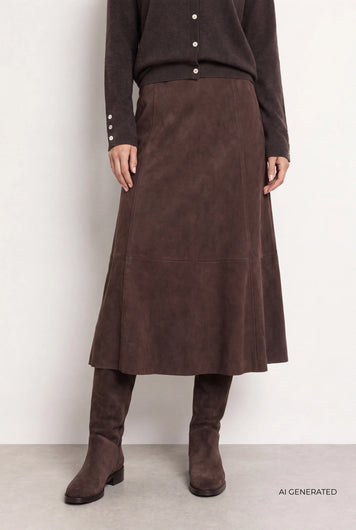 Levete Room Tila Faux Leather Skirt -Fudge