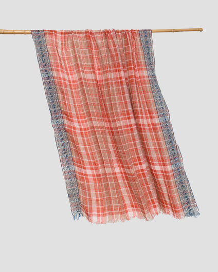Lovat & Green Scarf in Sunlit Coral