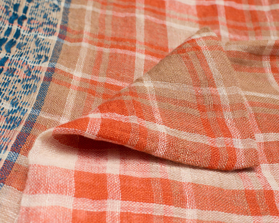 Lovat & Green Scarf in Sunlit Coral