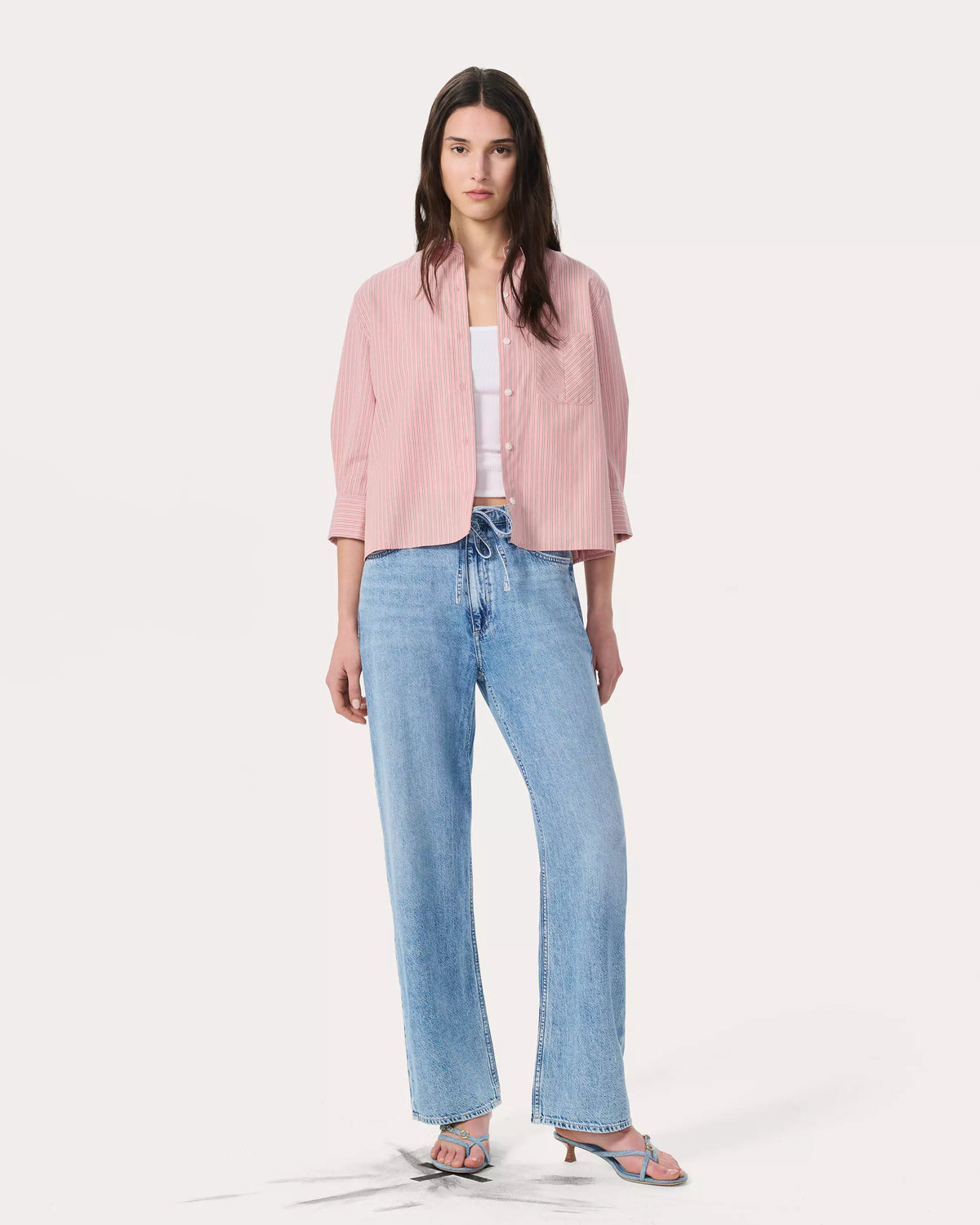 R&B Lucia Stripe Poplin Shirt in Bliss