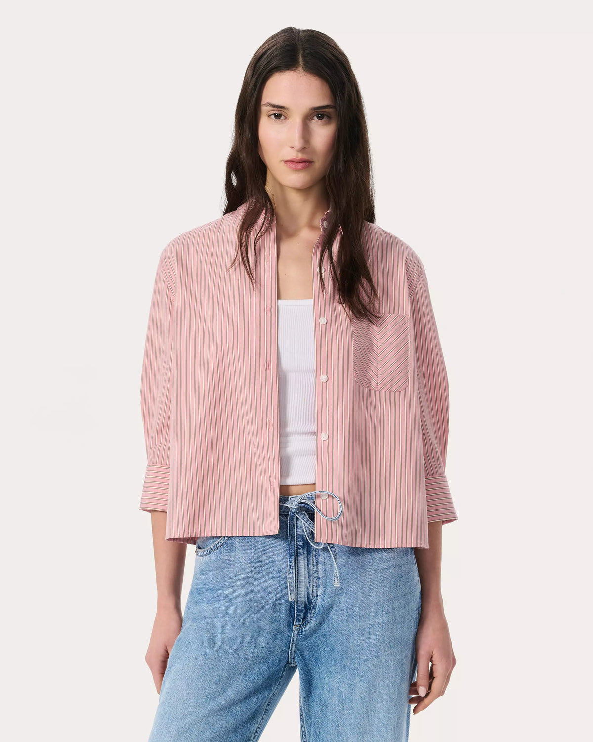 R&B Lucia Stripe Poplin Shirt in Bliss