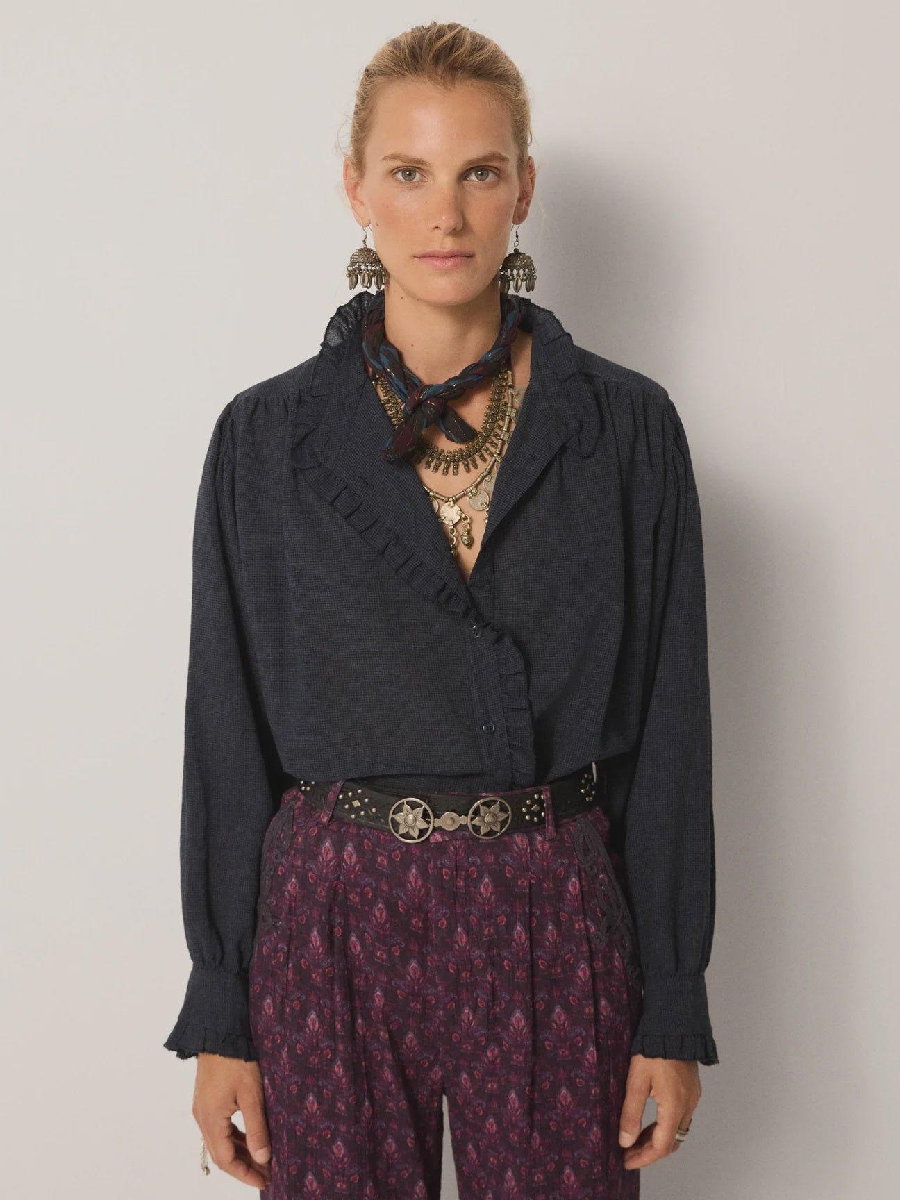 Maison Hotel Celeste Blouse in Eclipse Blue
