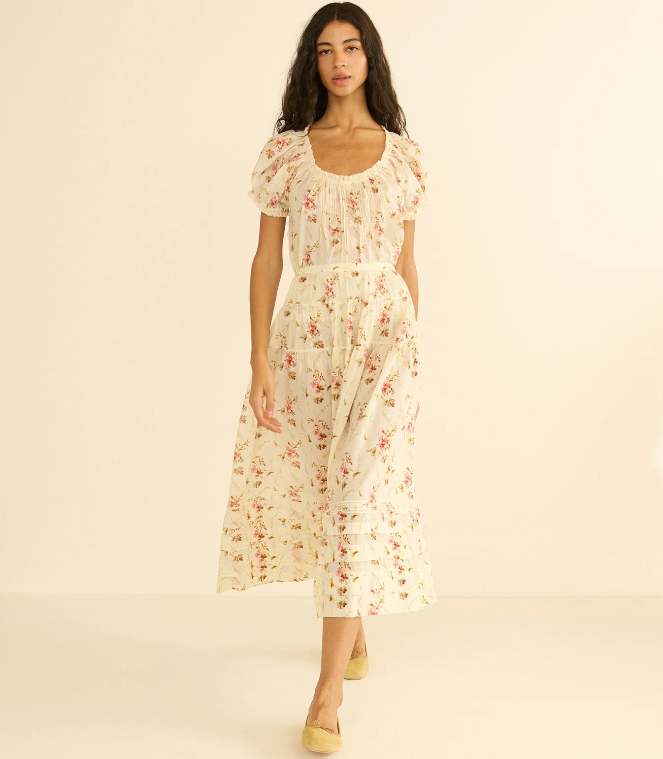 DÔEN Marie Skirt in Blanc Prairie Rose