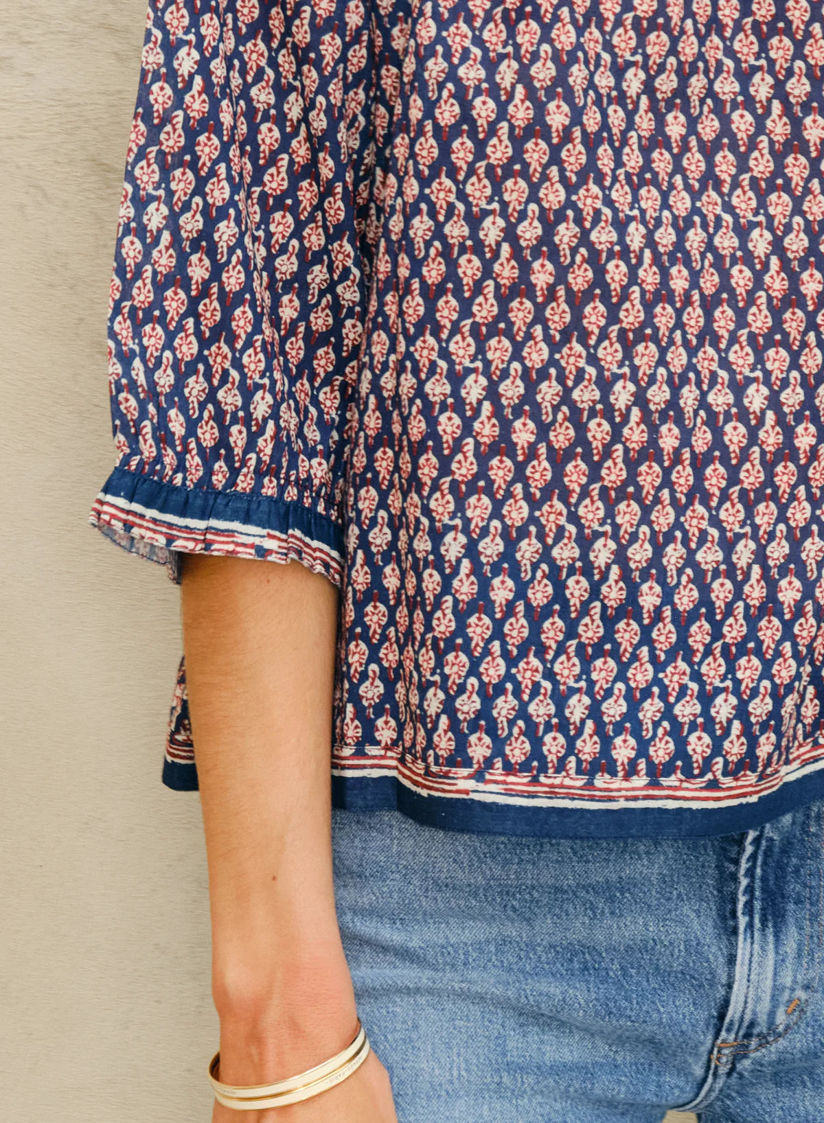 M.A.B.E Mari Print LS Top in Indigo