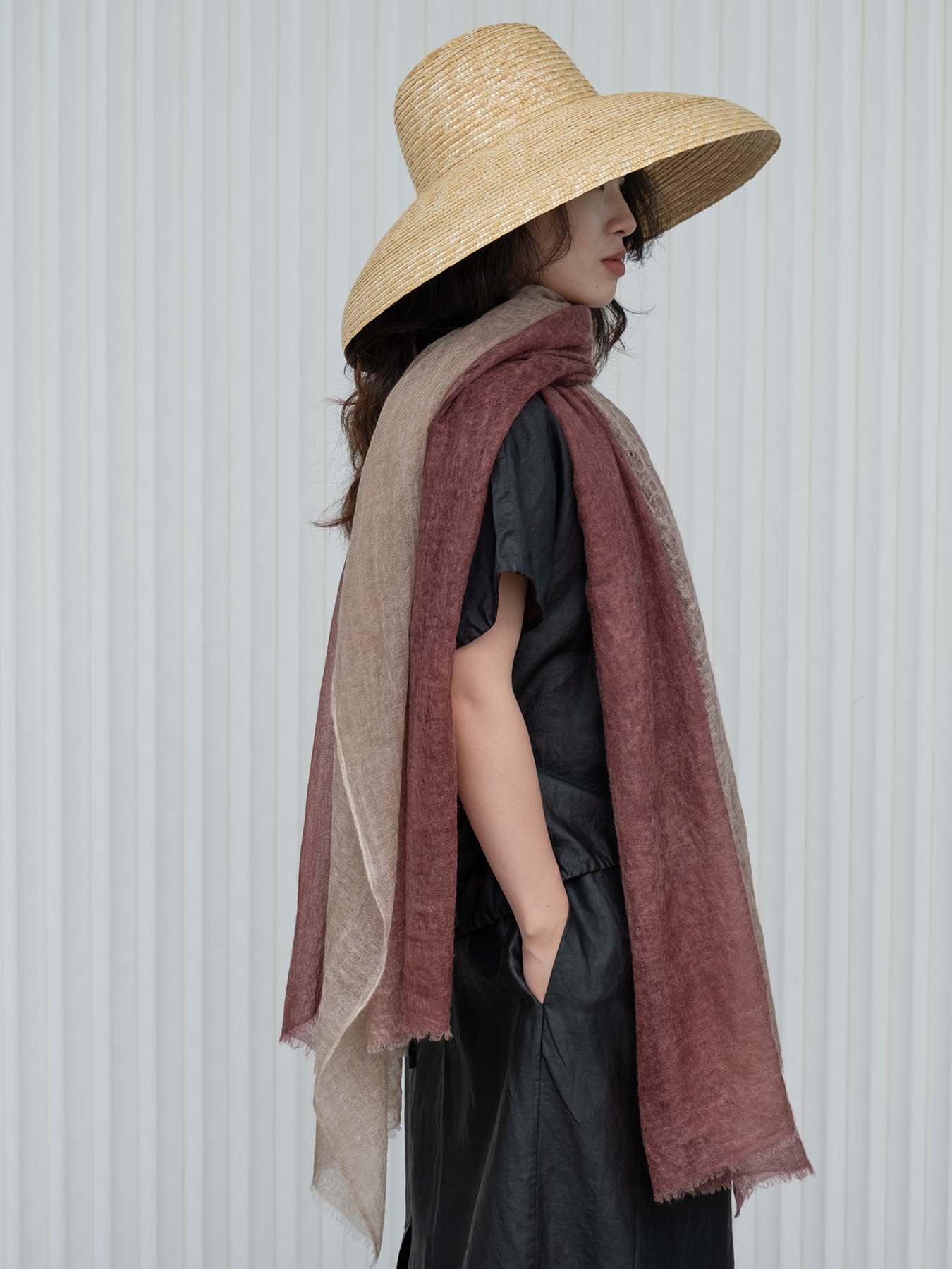 Oats & Rice Cashmere Scarf - Beetroot